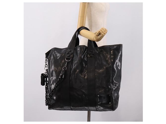 GUCCI GG Implementation Hand Bag PVC Leather Black Silver - vista 27
