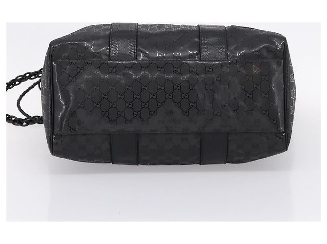 GUCCI GG Implementation Hand Bag PVC Leather Black Silver - vista 5