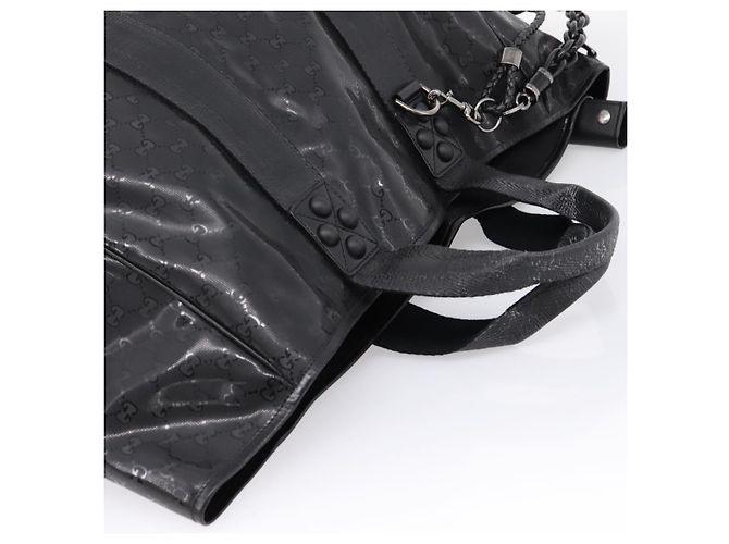GUCCI GG Implementation Hand Bag PVC Leather Black Silver - vista 6