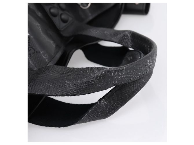 GUCCI GG Implementation Hand Bag PVC Leather Black Silver - vista 7
