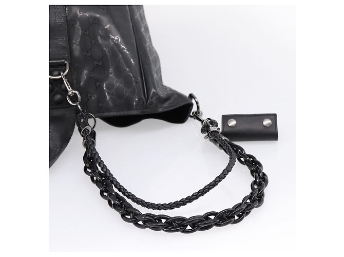 GUCCI GG Implementation Hand Bag PVC Leather Black Silver - vista 9