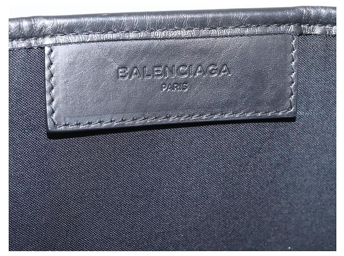 Balenciaga Navy Cabas S Tote Bag Canvas White Black 339933 - vista 17