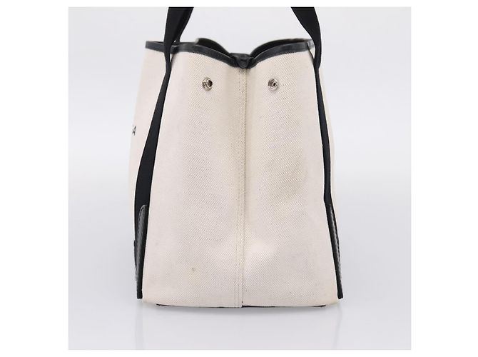 Balenciaga Navy Cabas S Tote Bag Canvas White Black 339933 - vista 4