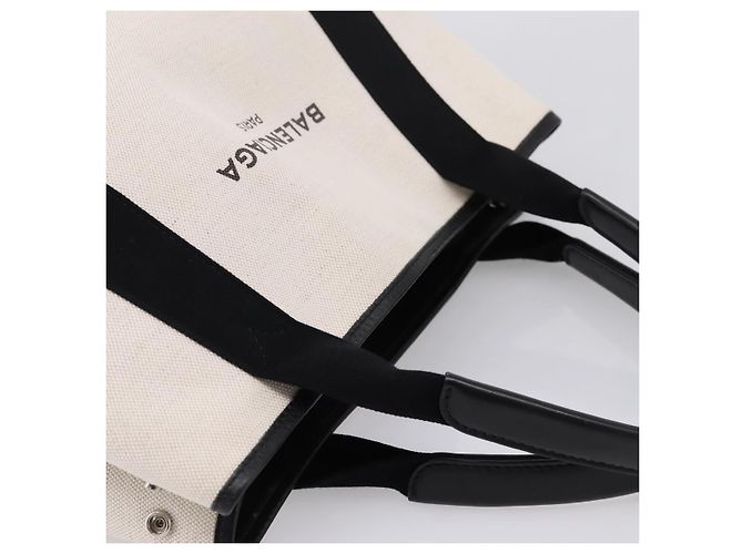 Balenciaga Navy Cabas S Tote Bag Canvas White Black 339933 - vista 6