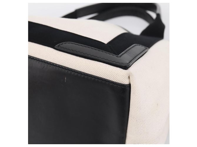 Balenciaga Navy Cabas S Tote Bag Canvas White Black 339933 - vista 9