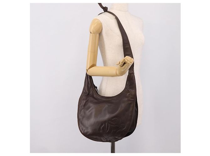 LOEWE Anagram Shoulder Bag Leather Brown - vista 21
