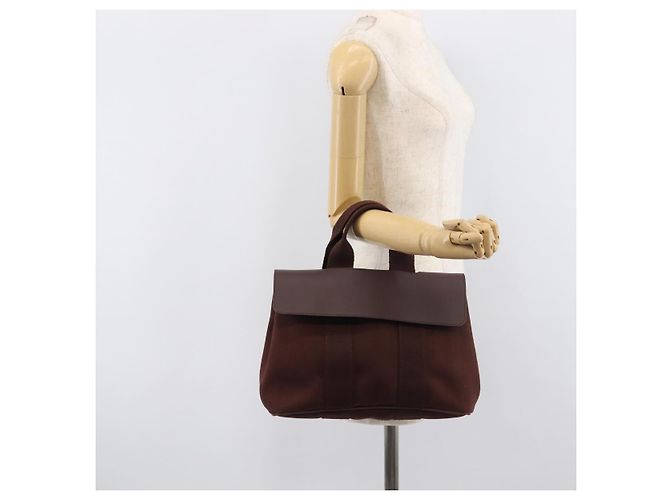 Hermès HERMES Valparaiso PM Hand Bag Canvas Brown Silver - vista 24