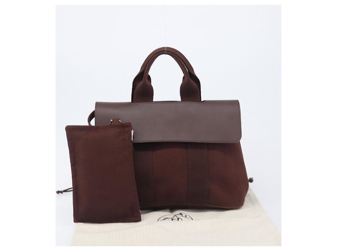 Hermès HERMES Valparaiso PM Hand Bag Canvas Brown Silver - vista 25