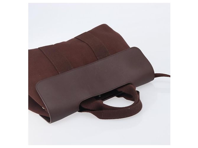 Hermès HERMES Valparaiso PM Hand Bag Canvas Brown Silver - vista 6