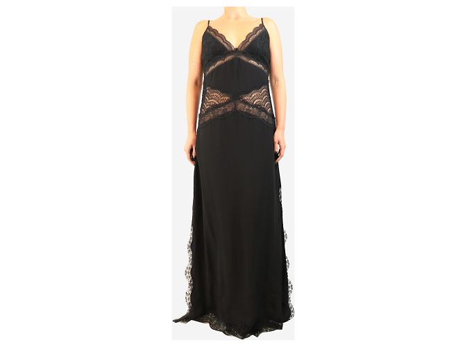 Autre Marque Satin-Spitzen-Slip-Kleid in Schwarz - size UK 10 - Ansicht 3