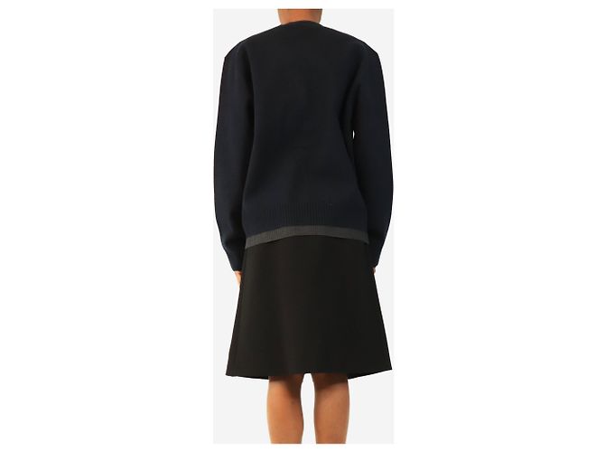 Miu Miu V-Ausschnitt Cashmere-Cardigan in Marineblau und Anthrazit - size UK 6 - Ansicht 2