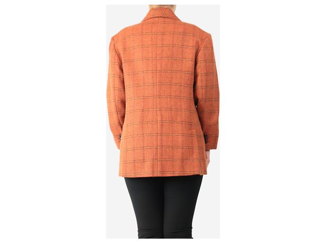 Weekend Max Mara Rust orange Mineta checkered blazer - size UK 10 - view 2