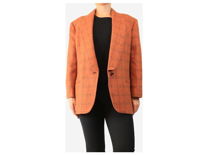 Weekend Max Mara Rust orange Mineta checkered blazer - size UK 10 - view 3