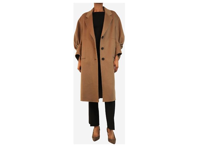 Prada Abrigo marrón de mangas abullonadas - size UK 6 - vista 3