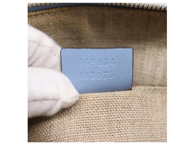 GUCCI Micro GG Canvas Guccissima Leather Outlet 2way Blue 449654 - vista 12