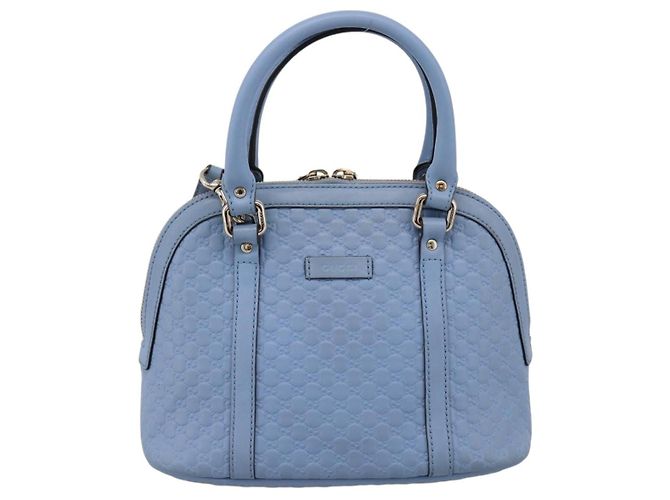 GUCCI Micro GG Canvas Guccissima Leather Outlet 2way Blue 449654 - vista 13