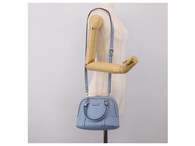 GUCCI Micro GG Canvas Guccissima Leather Outlet 2way Blue 449654 - vista 31