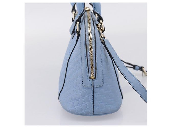 GUCCI Micro GG Canvas Guccissima Leather Outlet 2way Blue 449654 - vista 4
