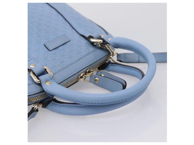 GUCCI Micro GG Canvas Guccissima Leather Outlet 2way Blue 449654 - vista 7