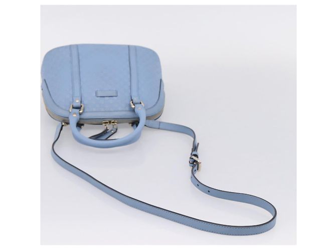 GUCCI Micro GG Canvas Guccissima Leather Outlet 2way Blue 449654 - vista 8