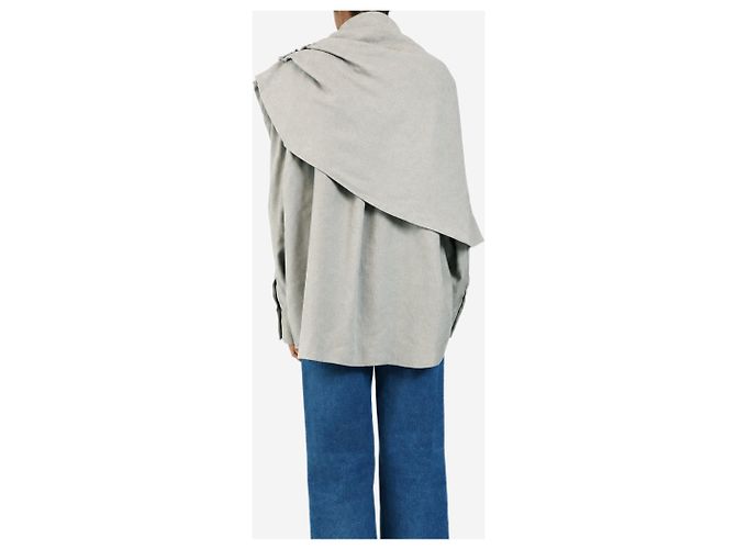 Magda Butrym Blusa gris con superposición de pañuelo - size UK 6 - vista 2