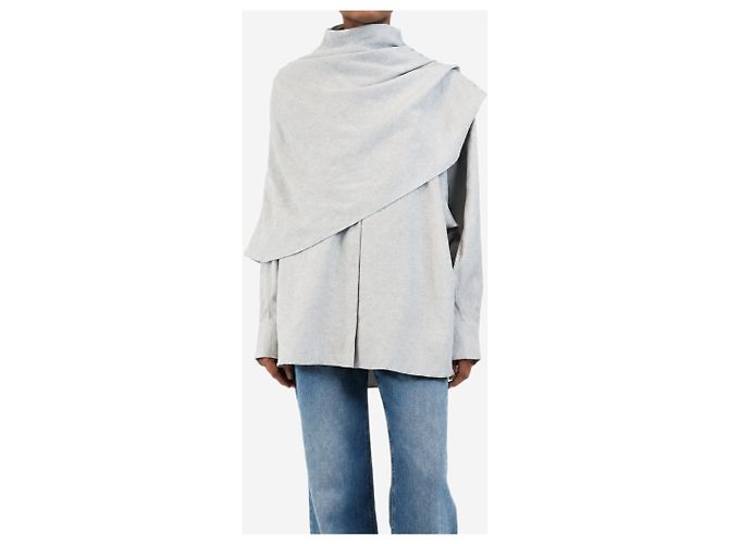 Magda Butrym Blusa gris con superposición de pañuelo - size UK 6 - vista 3