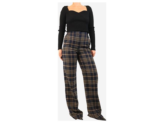 Veronica Beard Weite Hose mit Karomuster in Navyblau - size UK 10 - Ansicht 2
