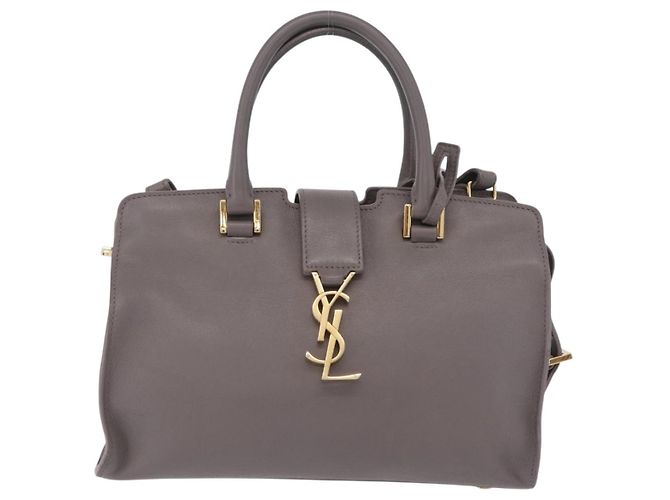 Autre Marque Saint Laurent Baby Cabas Hand Bag Leather 2way Gray Gold - view 13