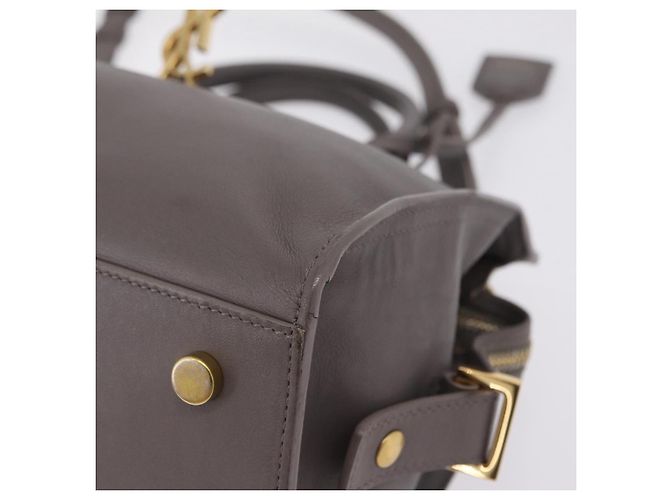 Autre Marque Saint Laurent Baby Cabas Hand Bag Leather 2way Gray Gold - view 19