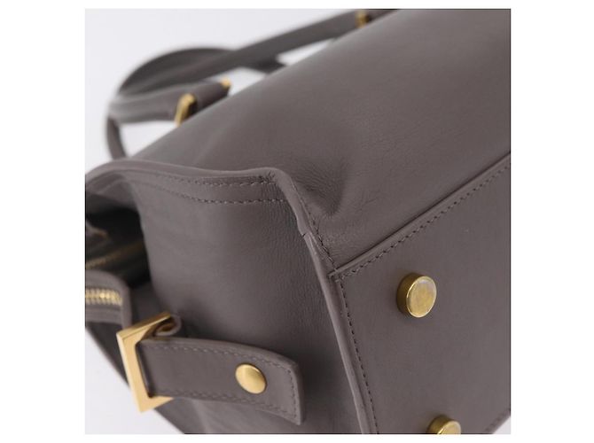 Autre Marque Saint Laurent Baby Cabas Hand Bag Leather 2way Gray Gold - view 20