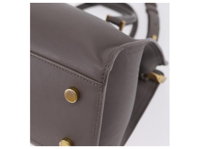 Autre Marque Saint Laurent Baby Cabas Hand Bag Leather 2way Gray Gold - view 21