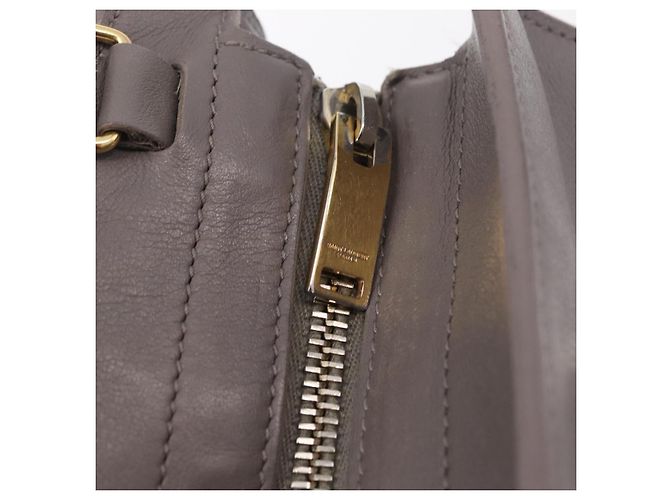 Autre Marque Saint Laurent Baby Cabas Hand Bag Leather 2way Gray Gold - view 24