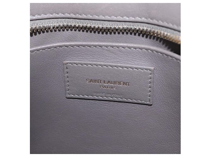 Autre Marque Saint Laurent Baby Cabas Hand Bag Leather 2way Gray Gold - view 25
