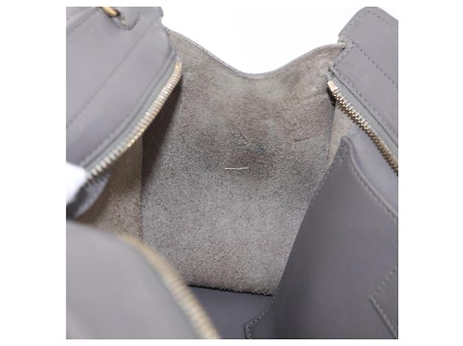 Autre Marque Saint Laurent Baby Cabas Hand Bag Leather 2way Gray Gold - view 26