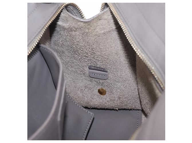 Autre Marque Saint Laurent Baby Cabas Hand Bag Leather 2way Gray Gold - view 27