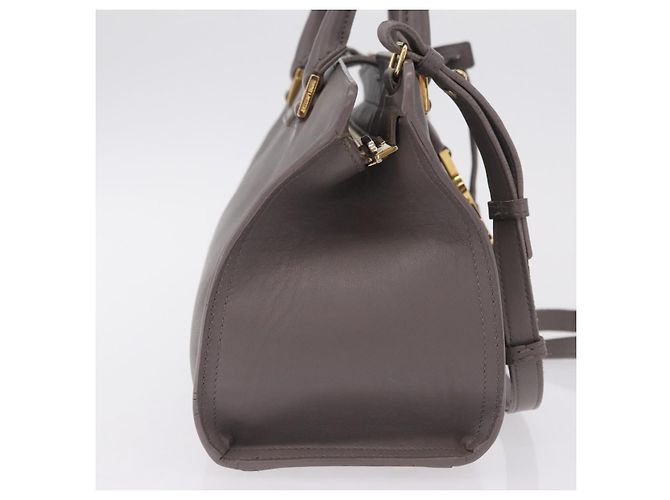 Autre Marque Saint Laurent Baby Cabas Hand Bag Leather 2way Gray Gold - view 4