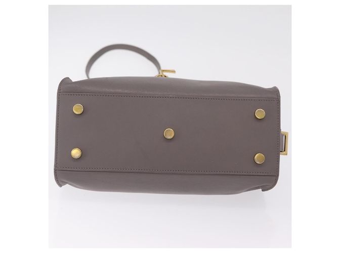 Autre Marque Saint Laurent Baby Cabas Hand Bag Leather 2way Gray Gold - view 5