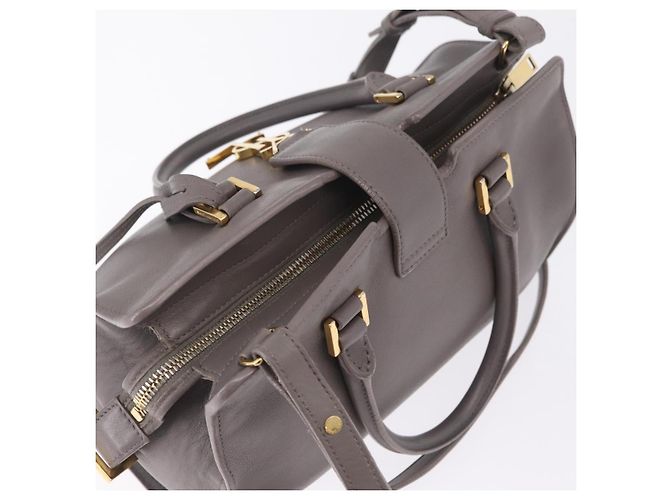 Autre Marque Saint Laurent Baby Cabas Hand Bag Leather 2way Gray Gold - view 6