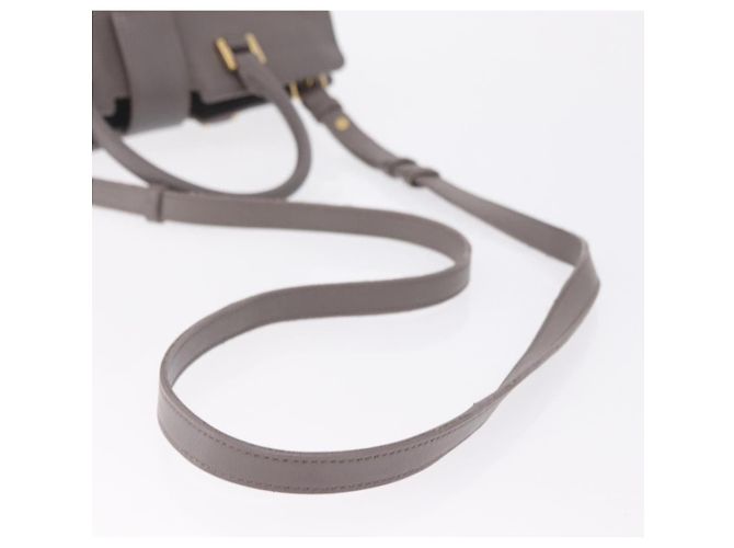 Autre Marque Saint Laurent Baby Cabas Hand Bag Leather 2way Gray Gold - view 8