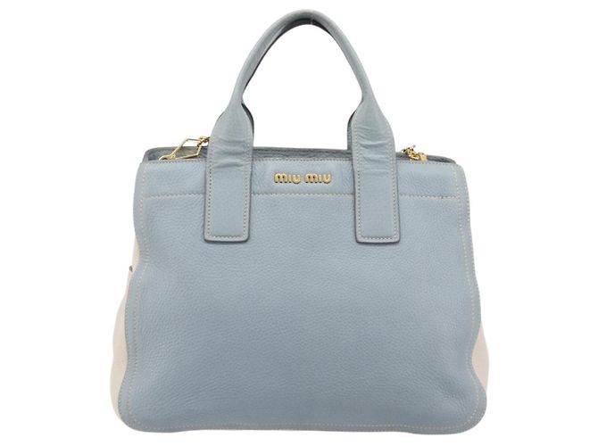 Miu Miu Hand Bag Leather 2way Light Blue Gold - vista 13