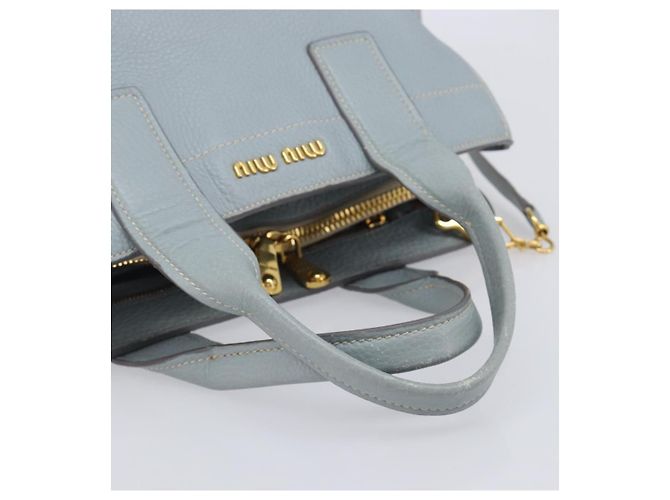 Miu Miu Hand Bag Leather 2way Light Blue Gold - vista 15