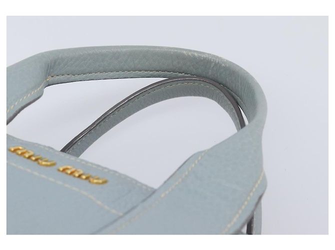 Miu Miu Hand Bag Leather 2way Light Blue Gold - vista 16