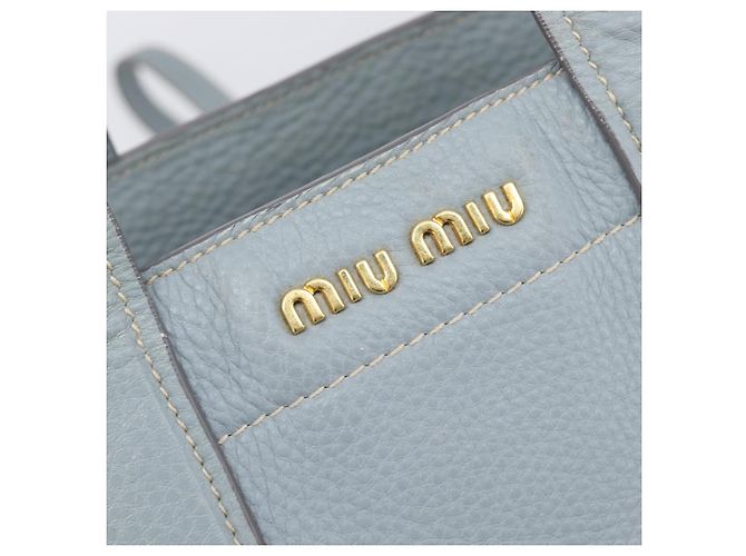 Miu Miu Hand Bag Leather 2way Light Blue Gold - vista 23