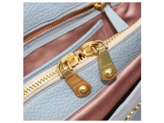 Miu Miu Hand Bag Leather 2way Light Blue Gold - vista 32