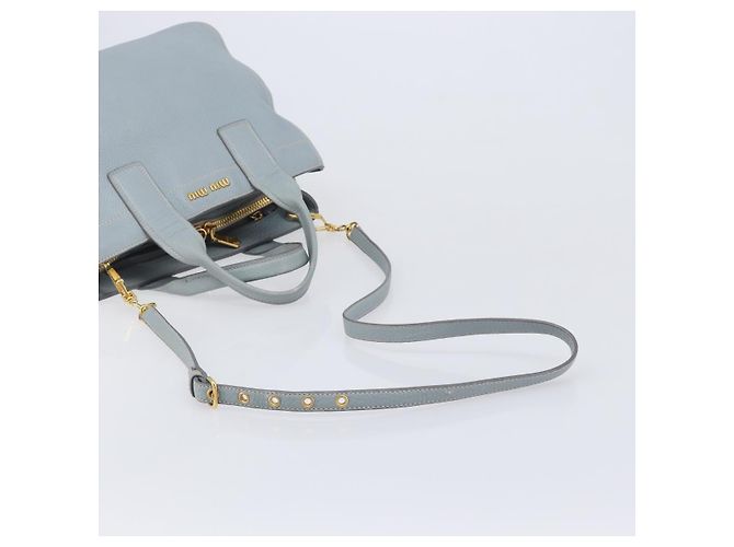 Miu Miu Hand Bag Leather 2way Light Blue Gold - vista 9