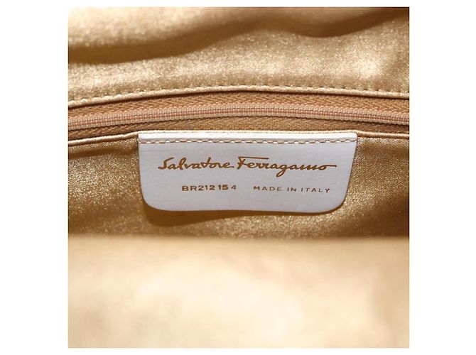 Salvatore Ferragamo Shoulder Bag Leather White Gold - vista 12
