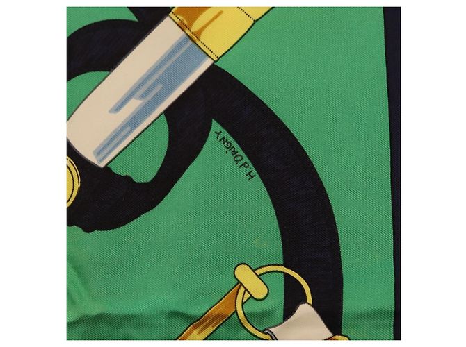 Hermès HERMES Carre 90 Scarf  Eperon d Or  Silk Navy - vista 12