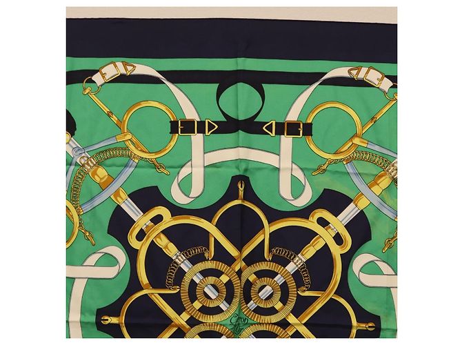 Hermès HERMES Carre 90 Scarf  Eperon d Or  Silk Navy - vista 3