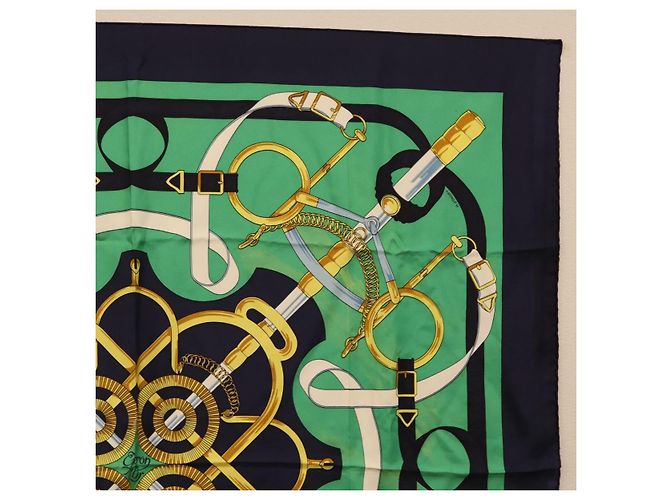 Hermès HERMES Carre 90 Scarf  Eperon d Or  Silk Navy - vista 4