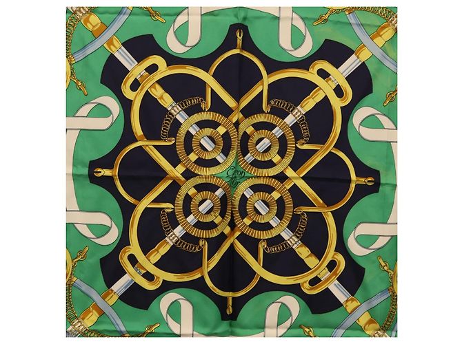Hermès HERMES Carre 90 Scarf  Eperon d Or  Silk Navy - vista 6